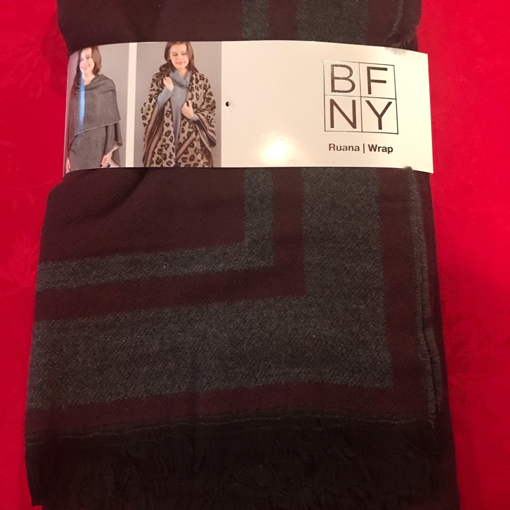 RUANA WRAP BURGUNDY/GRAY